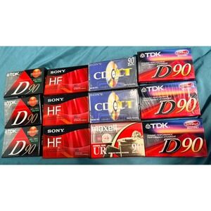 TDK Sony Maxell 90 Min Blank Audio Cassette Tapes Lot Of 13 NEW